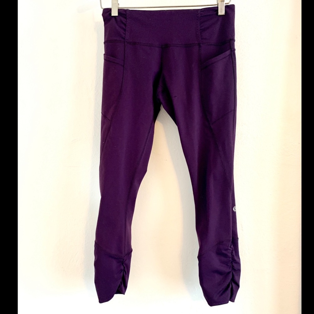 Plum Lululemon crops with pockets